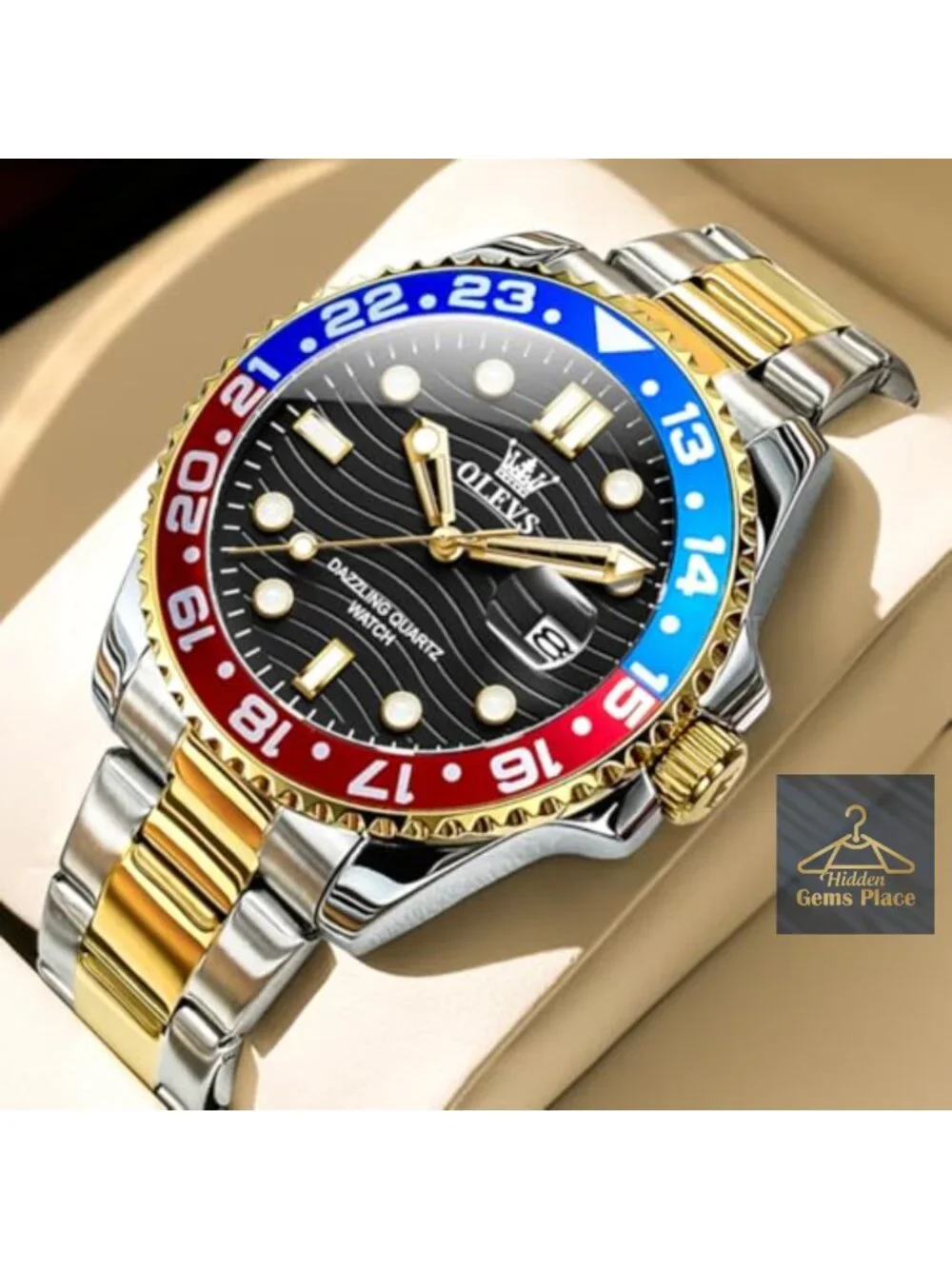 Men's Luxury Big Face Dress Watch - Stainless Steel Analog Quartz with Date,